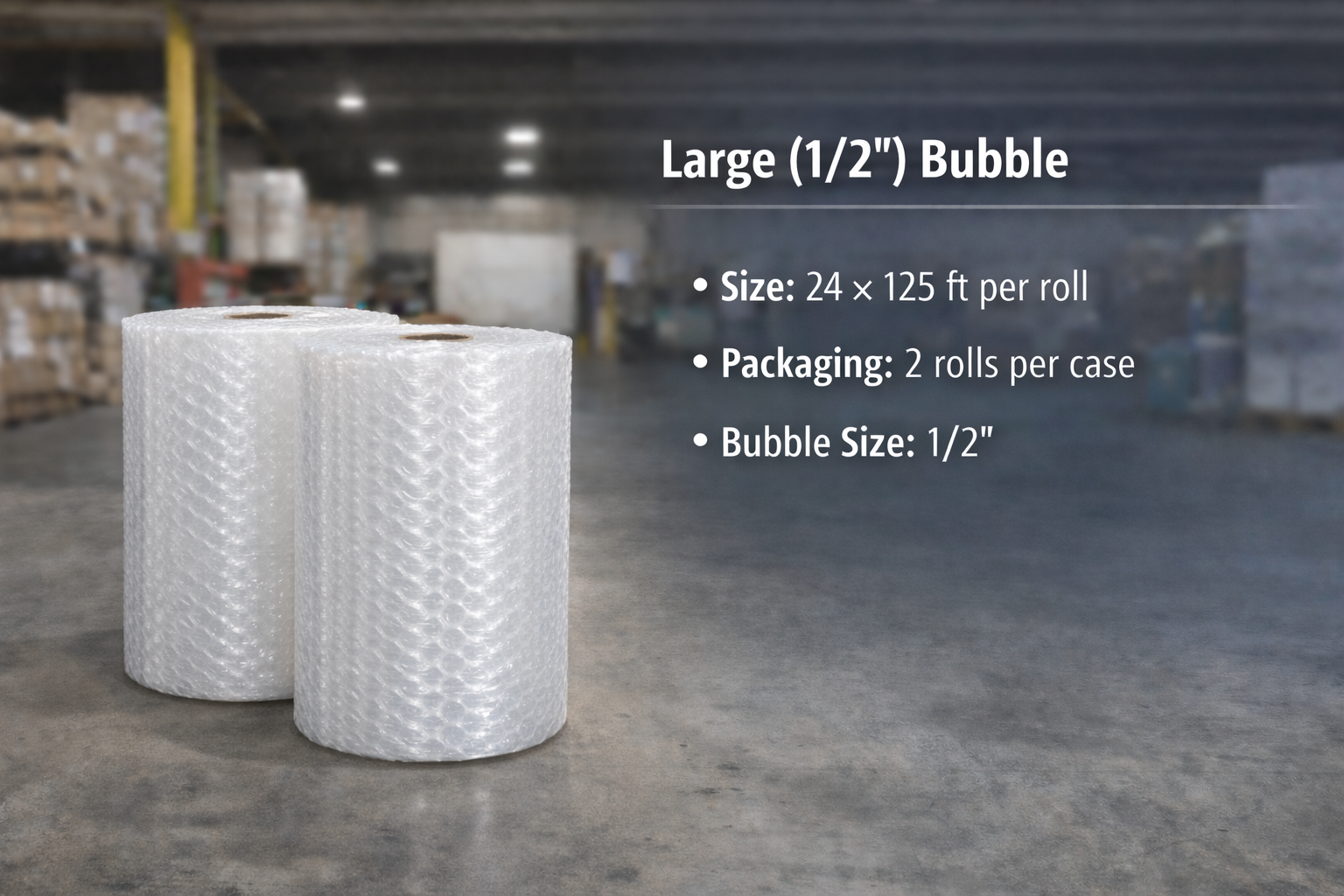Large (1/2in) Bubble Wrap - 24inx125ft